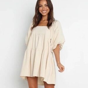 SNDYS Bone Puff Sleeve Dress